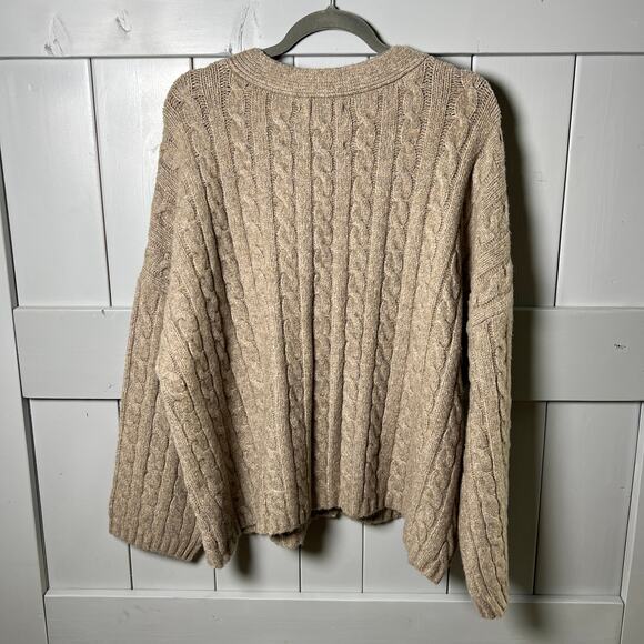 Abercrombie & Fitch Cable Knit Button Up Tan Cardigan Size XL NEW - Picture 7 of 7